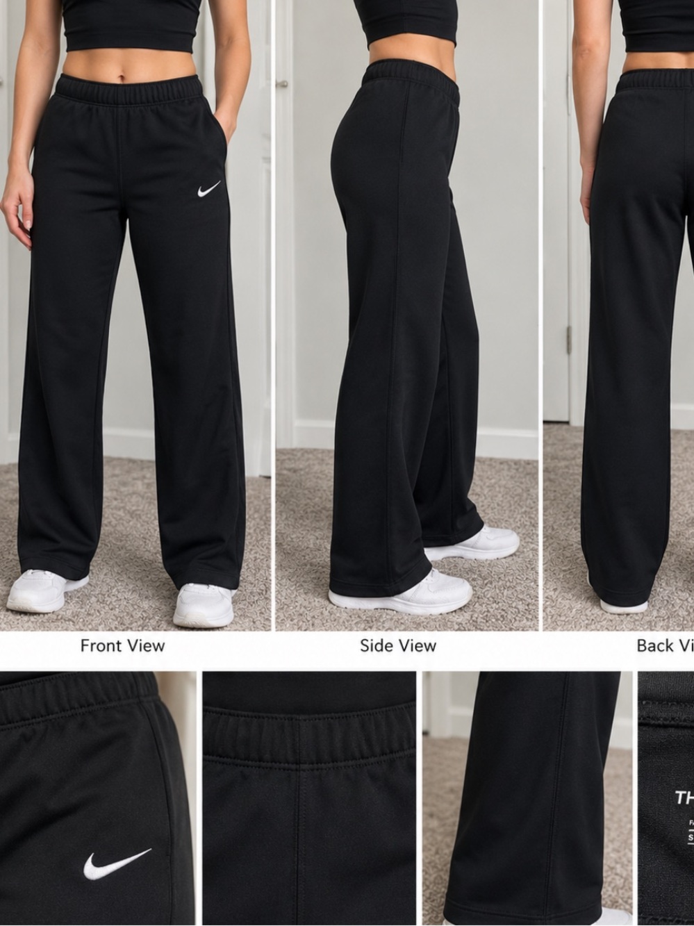 Nike Therma-FIT Women’s Small Black Wide Leg Training Pants Fleece